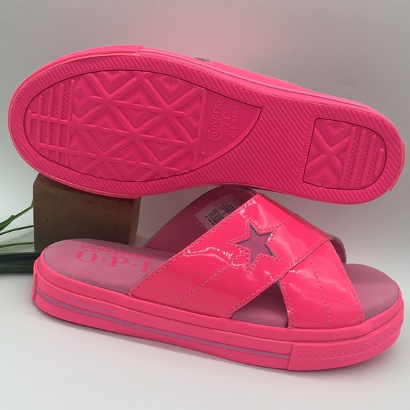 CONVERSE ONE STAR SLIDE HYPER PINK/LT STRAWBERRY - Picture 6 of 8